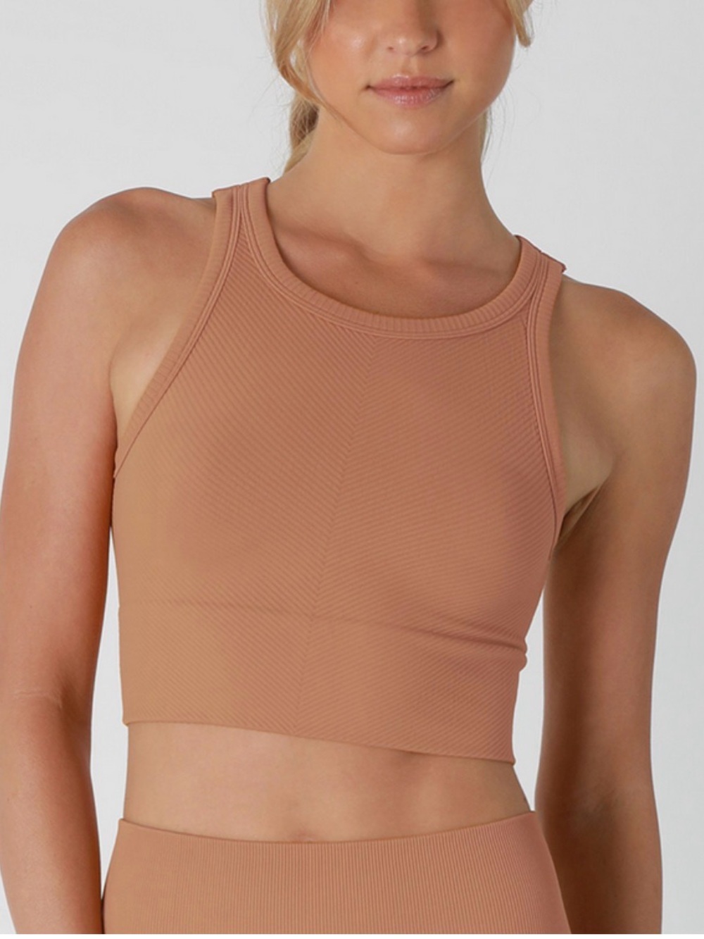 Nikibiki Ribbed Cropped Tank - Brown